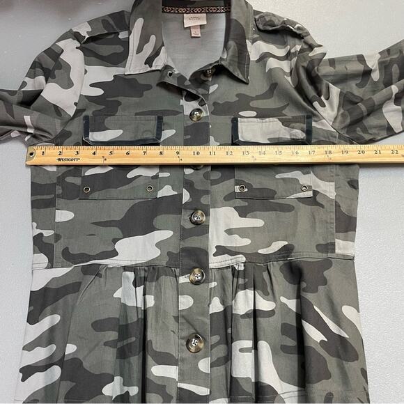 Knox Rose camo peplum button down lightweight jacket size Large - Picture 11 of 12